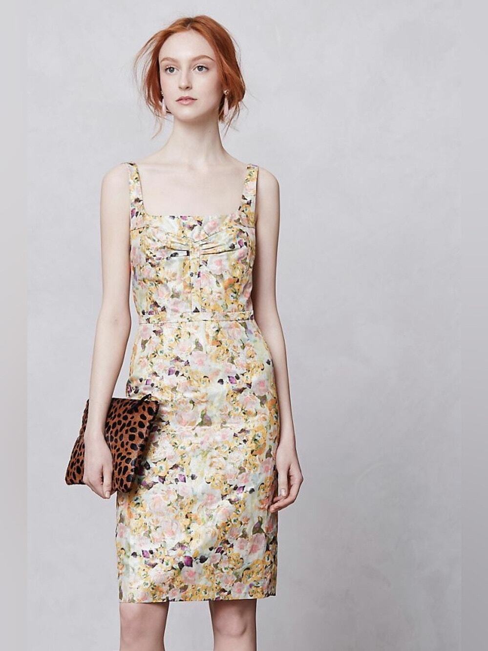 Leifsdottir Anthropologie Aurelian Floral Brocade Sheath Dress Size 4